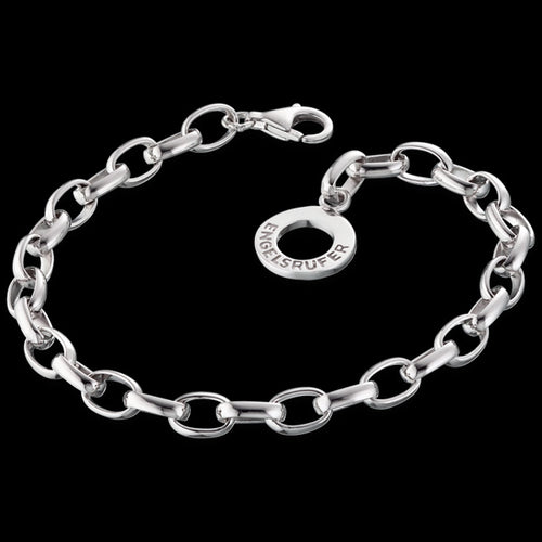 ENGELSRUFER SILVER 20.5CM OVAL BELCHER CHARM BRACELET