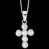 ELLANI STERLING SILVER 14MM CROWN SET CZ CROSS NECKLACE - CLOSE-UP