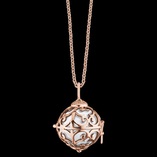ENGELSRUFER ROSE GOLD WHITE SOUNDBALL EXTRA SMALL NECKLACE - CLOSE-UP