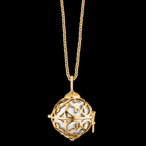 ENGELSRUFER GOLD WHITE SOUNDBALL EXTRA SMALL NECKLACE - CLOSE-UP