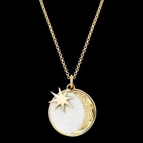 ENGELSRUFER GOLD SUN, MOON & STAR ENAMEL NECKLACE