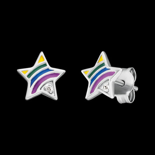 HERZENGEL CHILDREN'S STAR RAINBOW CZ ENAMEL EARRINGS