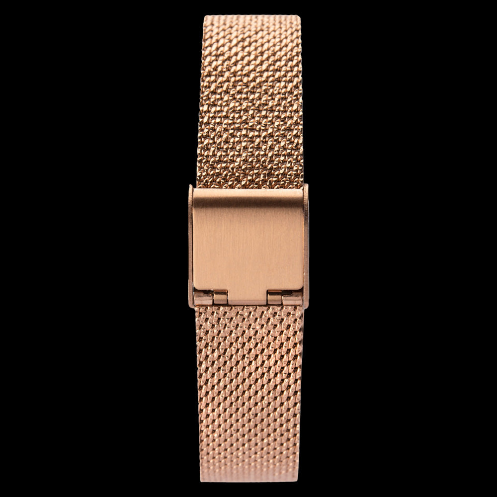 SEKONDA LADIES GEM HALO DIAL ROSE GOLD MESH WATCH - BACK VIEW