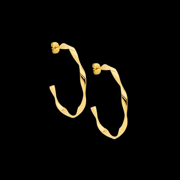 ELLANI STAINLESS STEEL GOLD 30MM TWIST HOOP EARRINGS