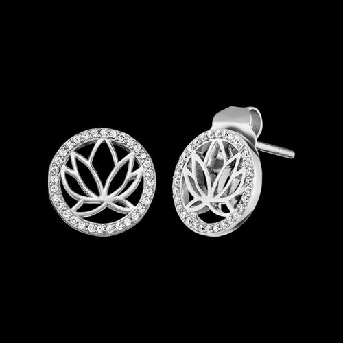 LOTUS SILVER STUD CIRCLE CZ EARRINGS | ENGELSRUFER AUSTRALIA