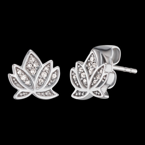 LOTUS LEAF SILVER STUD CZ EARRINGS | ENGELSRUFER AUSTRALIA