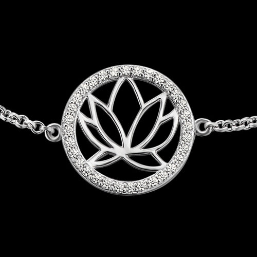 ENGELSRUFER SILVER LOTUS CIRCLE CZ BRACELET - CLOSE-UP