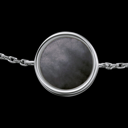 ENGELSRUFER SILVER DARK GREY MOTHER OF PEARL BRACELET - CLOSE-UP