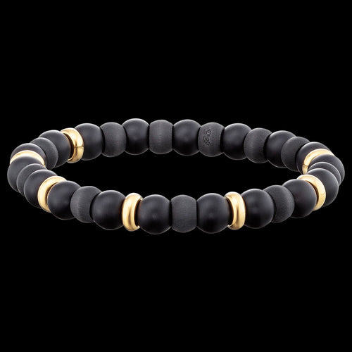 SAVE BRAVE MEN'S RUSSELL BLACK & GOLD BEAD BRACELET