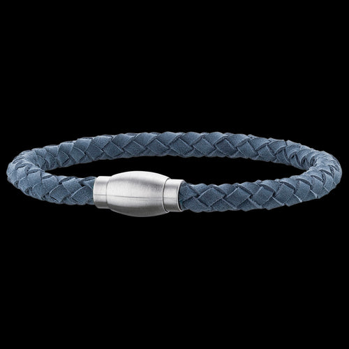 SAVE BRAVE MEN'S JAMES BLUE LEATHER BRACELET - VIEW 2