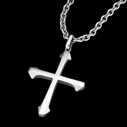 SAVE BRAVE MEN'S ISAAC STAINLESS STEEL CROSS NECKLACE - CLOSE-UP