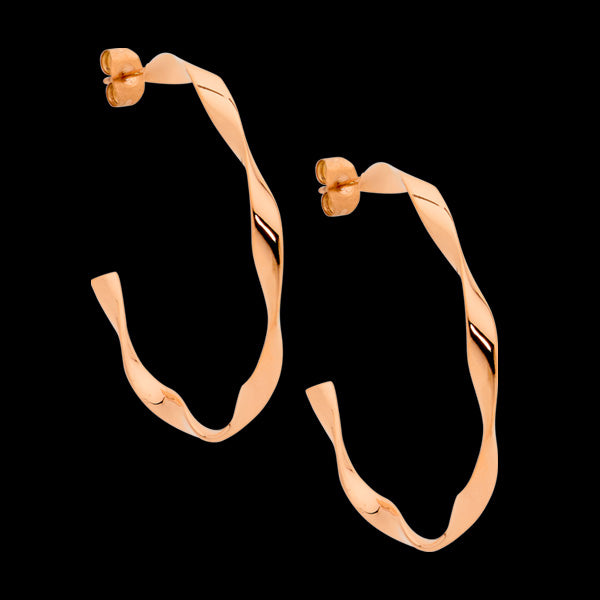 ELLANI STAINLESS STEEL ROSE GOLD 40MM TWIST HOOP EARRINGS