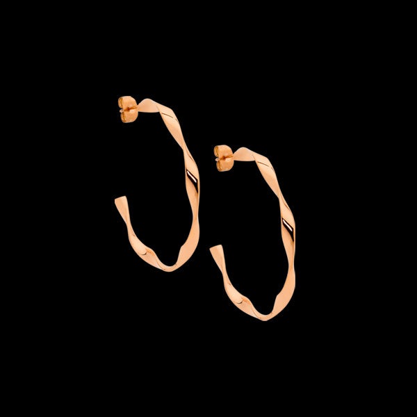 ELLANI STAINLESS STEEL ROSE GOLD 30MM TWIST HOOP EARRINGS