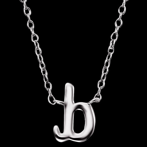 ENGELSRUFER SILVER LETTER B INITIAL CZ NECKLACE - CLOSE-UP