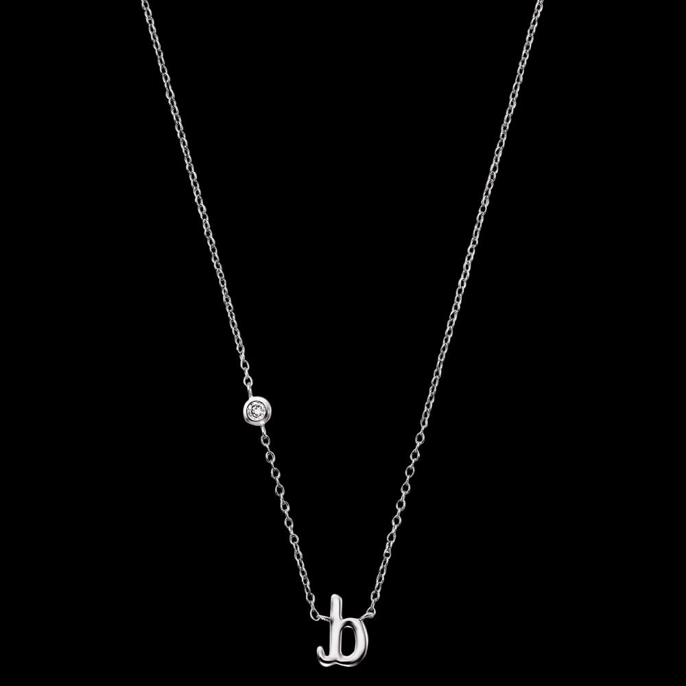 ENGELSRUFER SILVER LETTER B INITIAL CZ NECKLACE - FULL VIEW
