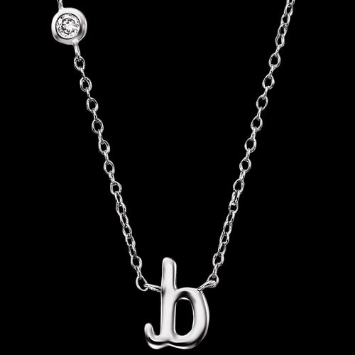 ENGELSRUFER SILVER LETTER B INITIAL CZ NECKLACE