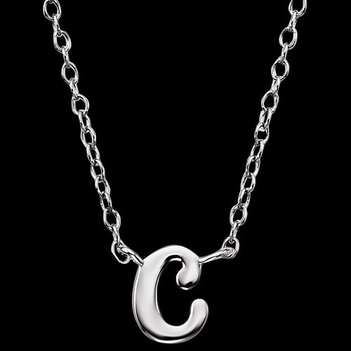 ENGELSRUFER SILVER LETTER C INITIAL CZ NECKLACE - CLOSE-UP