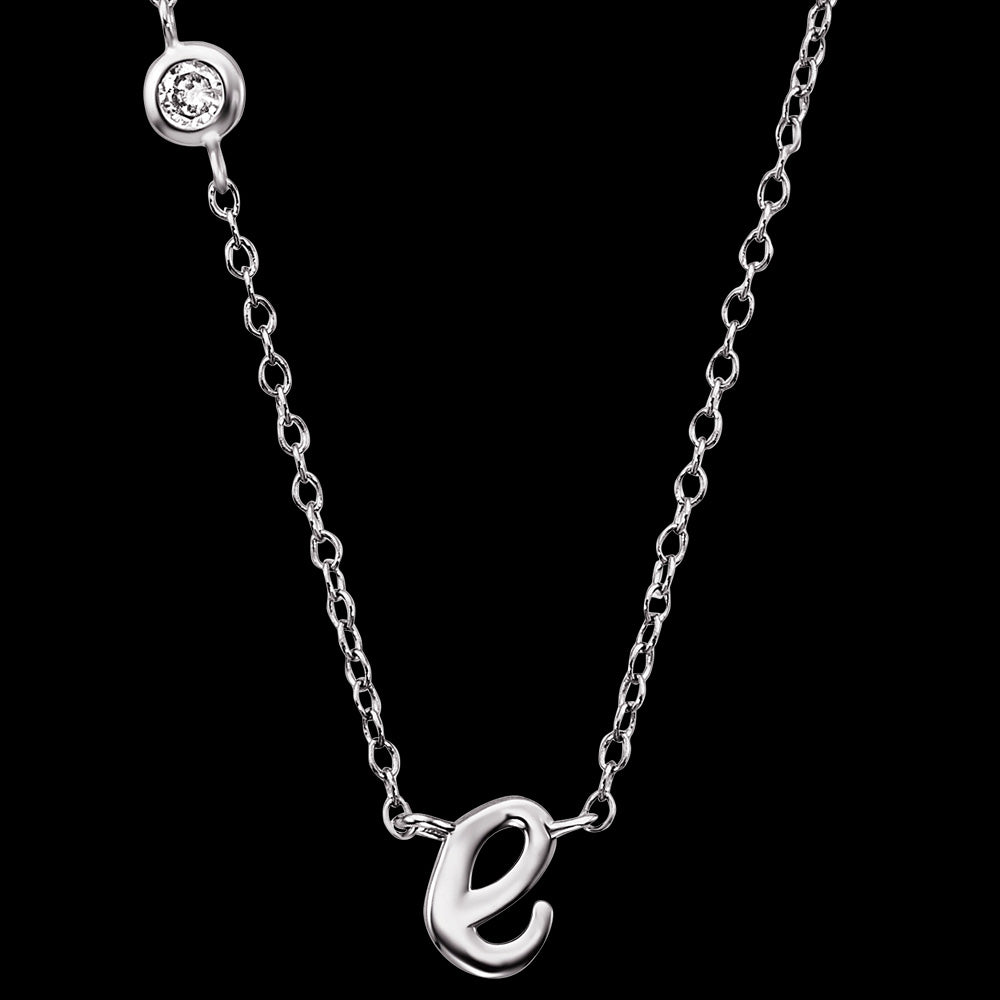 ENGELSRUFER SILVER LETTER E INITIAL CZ NECKLACE