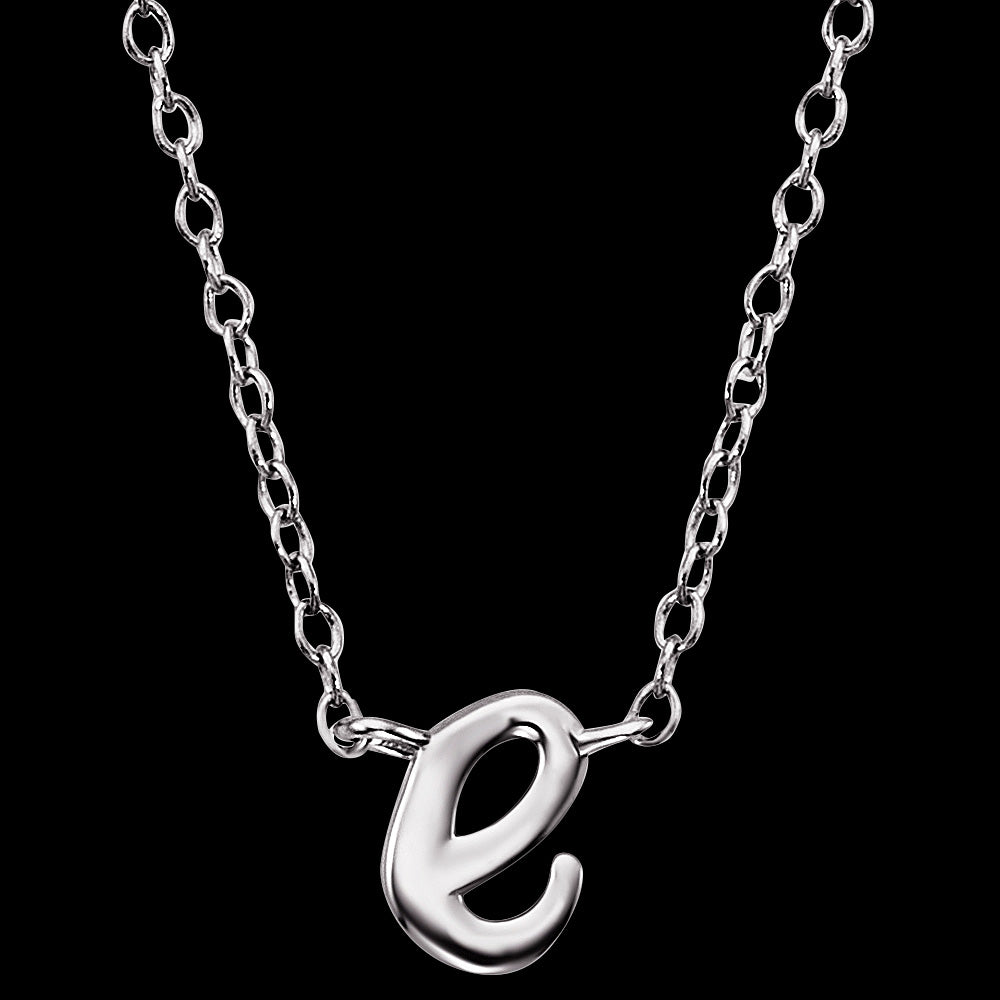 ENGELSRUFER SILVER LETTER E INITIAL CZ NECKLACE - CLOSE-UP