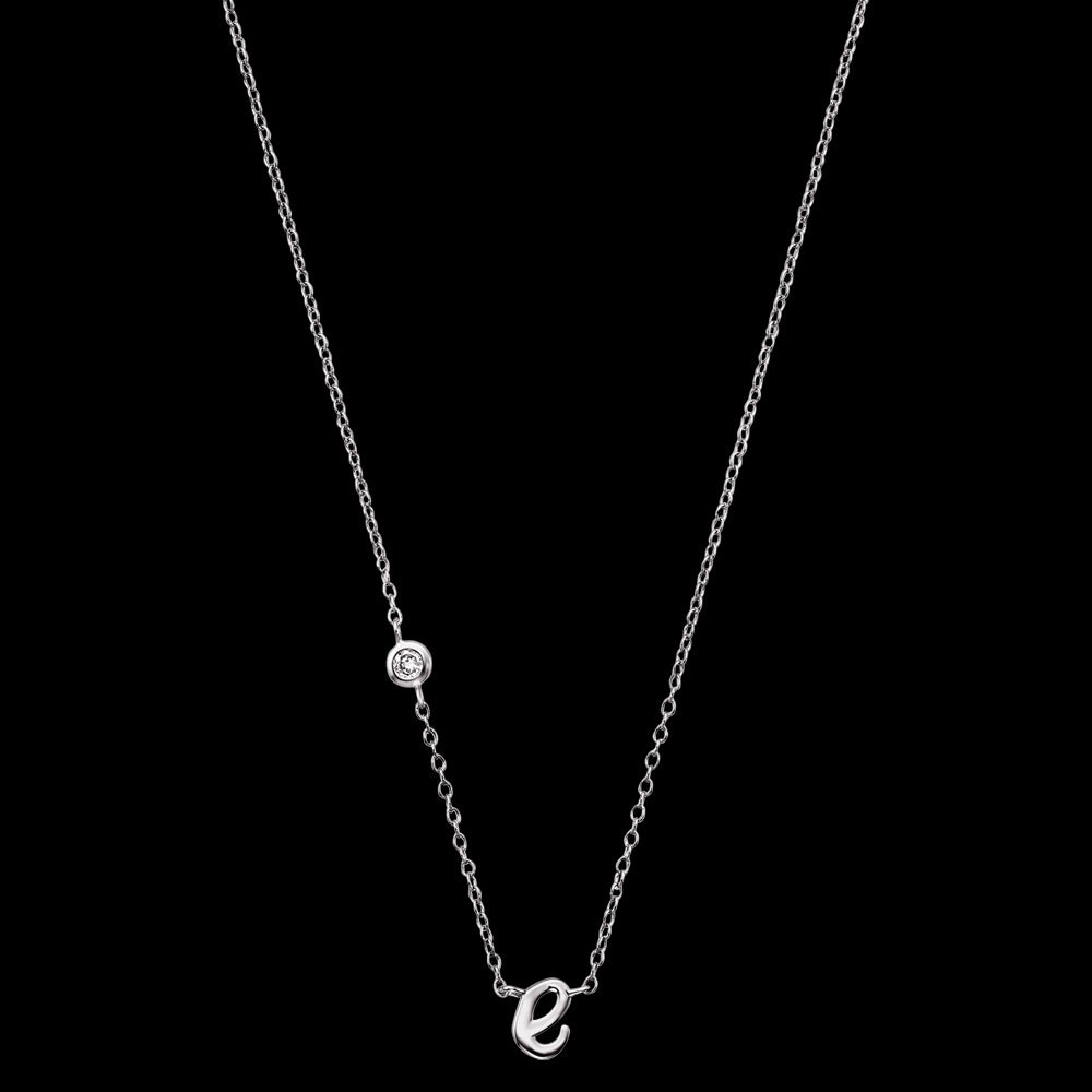 ENGELSRUFER SILVER LETTER E INITIAL CZ NECKLACE - FULL VIEW