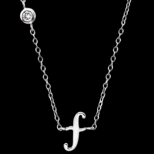 ENGELSRUFER SILVER LETTER F INITIAL CZ NECKLACE