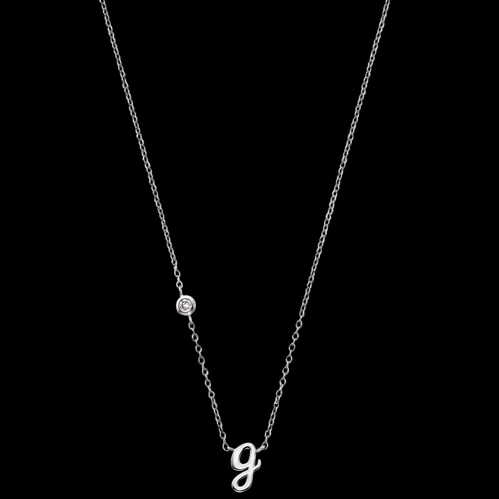 ENGELSRUFER SILVER LETTER G INITIAL CZ NECKLACE - FULL VIEW