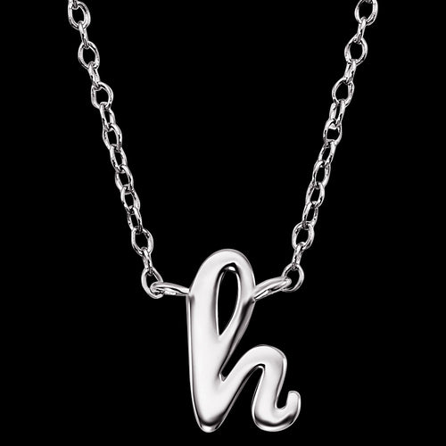 ENGELSRUFER SILVER LETTER H INITIAL CZ NECKLACE - CLOSE-UP