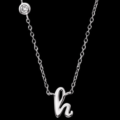 ENGELSRUFER SILVER LETTER H INITIAL CZ NECKLACE
