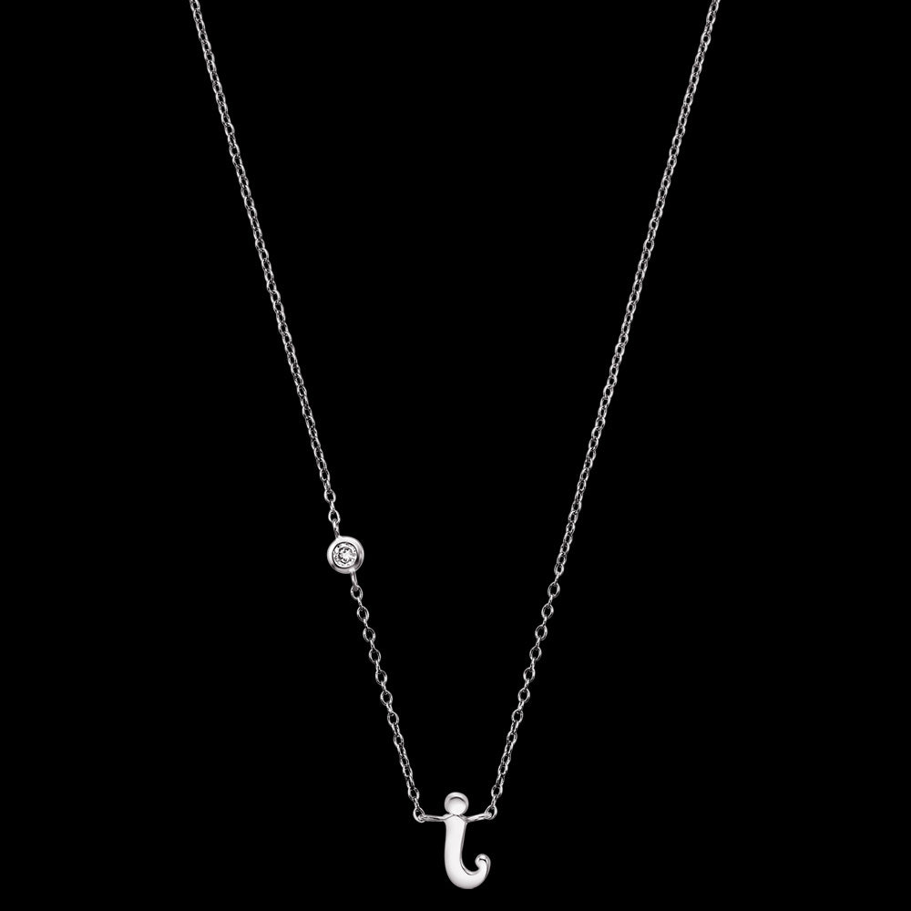 ENGELSRUFER SILVER LETTER I INITIAL CZ NECKLACE - FULL VIEW