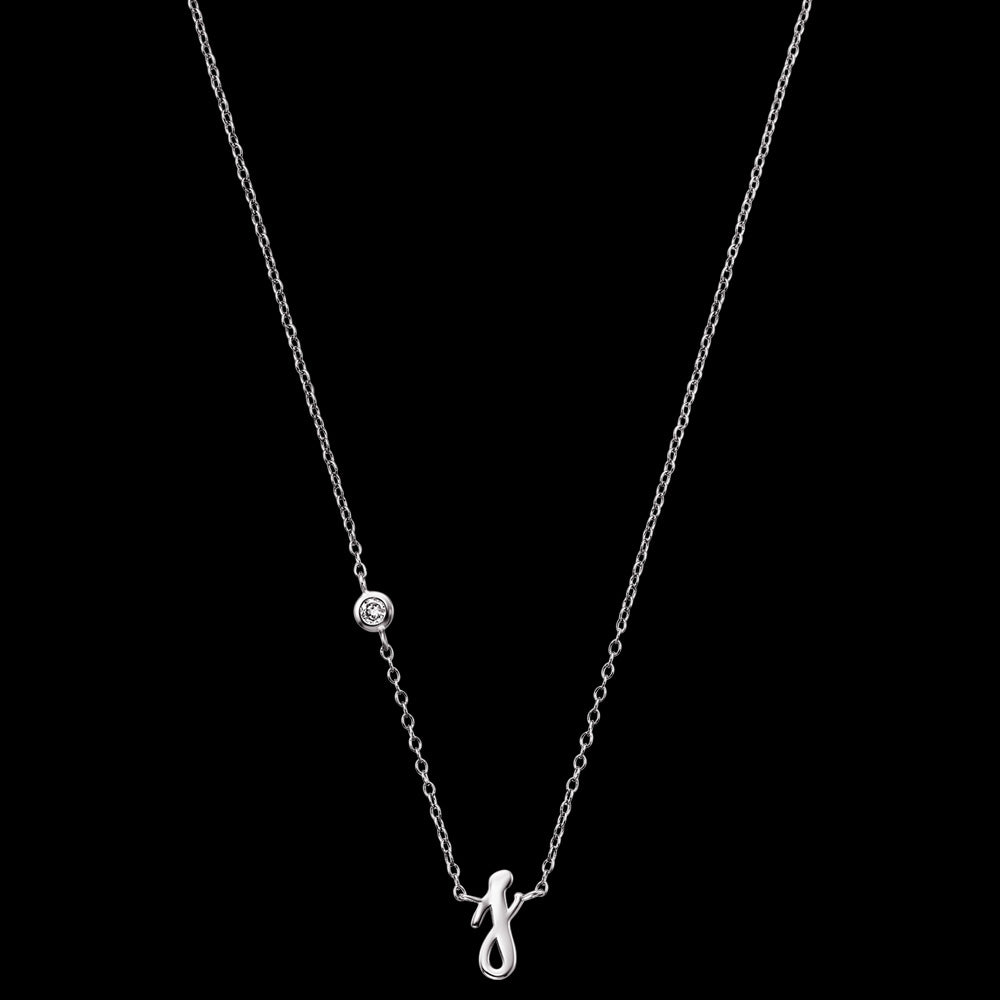 ENGELSRUFER SILVER LETTER J INITIAL CZ NECKLACE - FULL VIEW