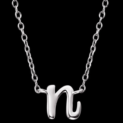 ENGELSRUFER SILVER LETTER N INITIAL CZ NECKLACE - CLOSE-UP