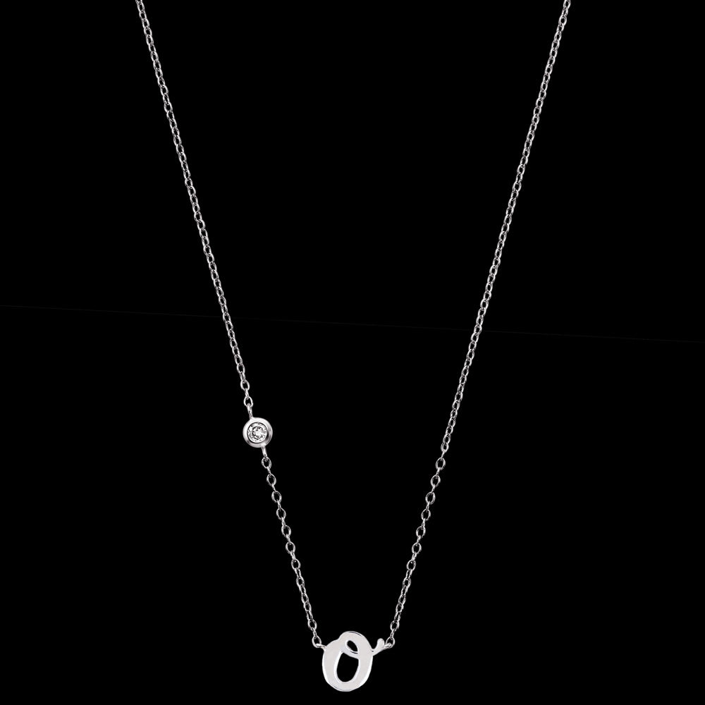 ENGELSRUFER SILVER LETTER O INITIAL CZ NECKLACE - FULL VIEW