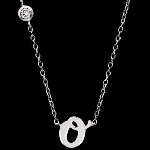 ENGELSRUFER SILVER LETTER O INITIAL CZ NECKLACE