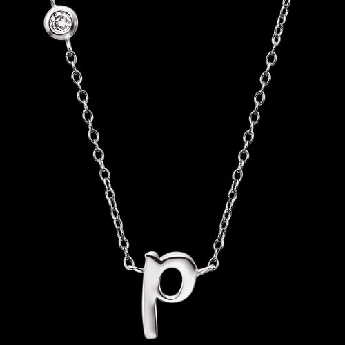 ENGELSRUFER SILVER LETTER P INITIAL CZ NECKLACE