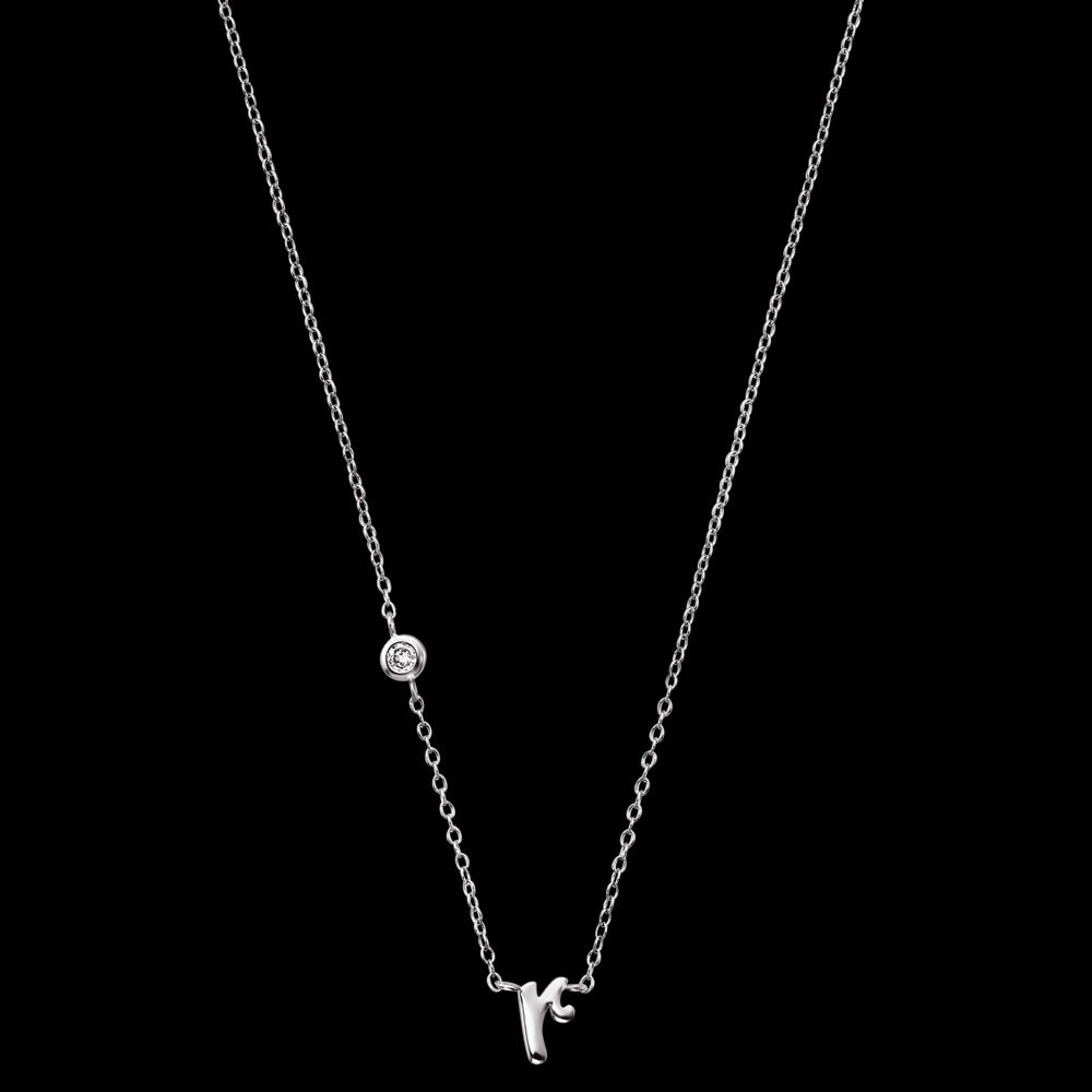 ENGELSRUFER SILVER LETTER R INITIAL CZ NECKLACE - FULL VIEW