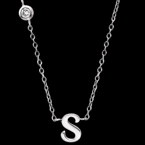 ENGELSRUFER SILVER LETTER S INITIAL CZ NECKLACE