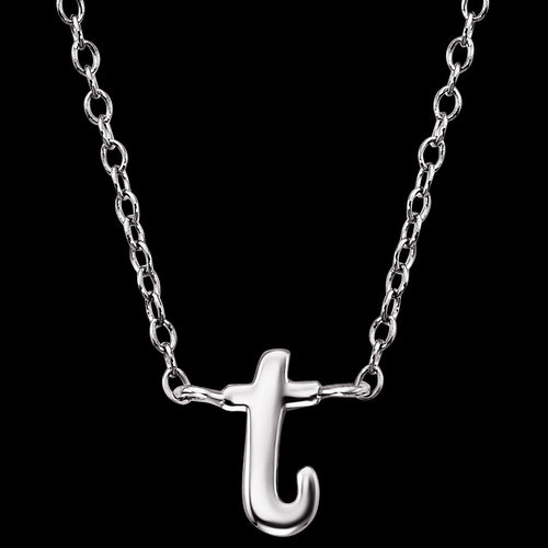ENGELSRUFER SILVER LETTER T INITIAL CZ NECKLACE - CLOSE-UP