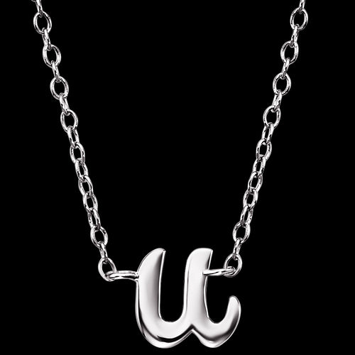 ENGELSRUFER SILVER LETTER U INITIAL CZ NECKLACE - CLOSE-UP