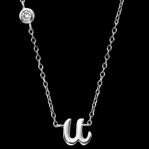 ENGELSRUFER SILVER LETTER U INITIAL CZ NECKLACE