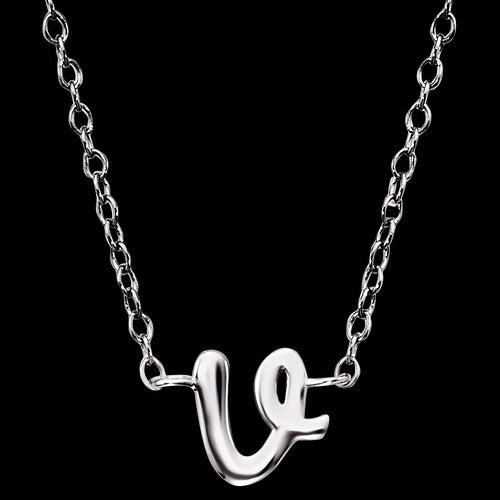 ENGELSRUFER SILVER LETTER V INITIAL CZ NECKLACE - CLOSE-UP