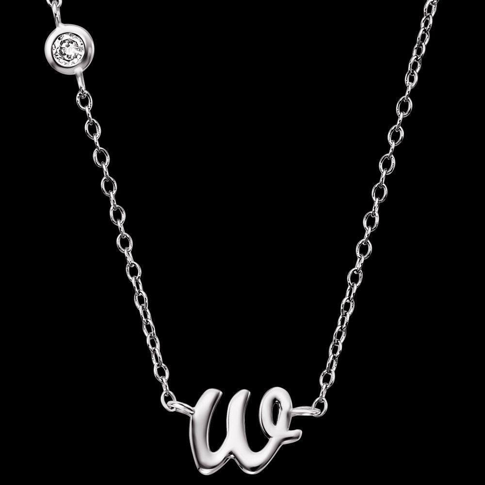 ENGELSRUFER SILVER LETTER W INITIAL CZ NECKLACE