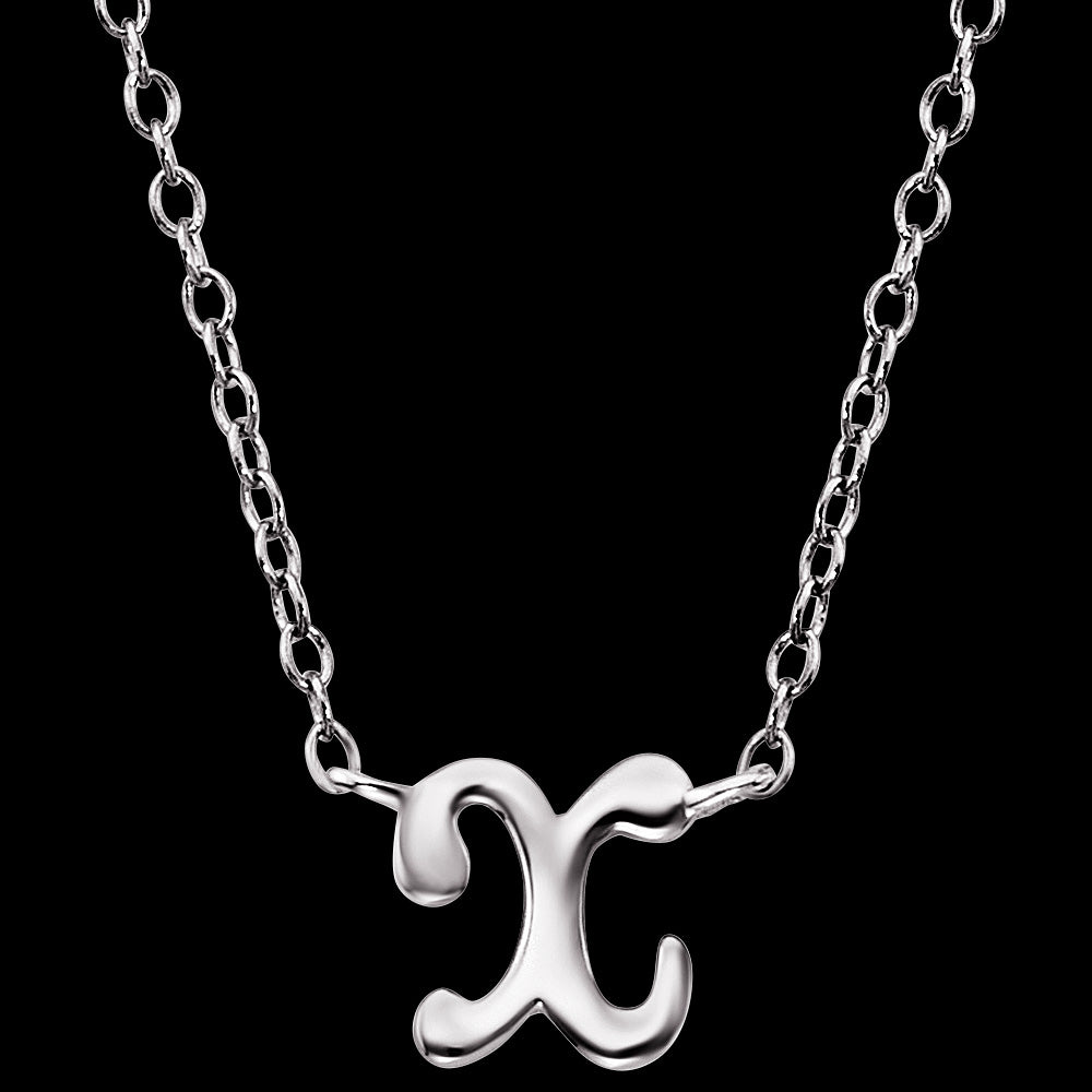 ENGELSRUFER SILVER LETTER X INITIAL CZ NECKLACE - CLOSE-UP
