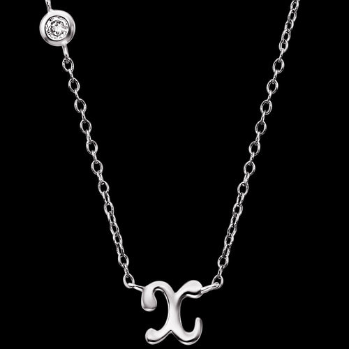 ENGELSRUFER SILVER LETTER X INITIAL CZ NECKLACE