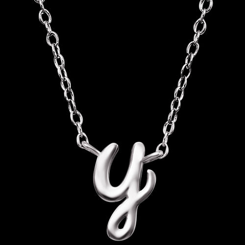 ENGELSRUFER SILVER LETTER Y INITIAL CZ NECKLACE - CLOSE-UP