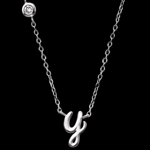 ENGELSRUFER SILVER LETTER Y INITIAL CZ NECKLACE