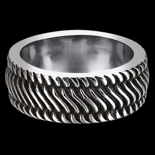 MAXIMAN DIESEL 8MM MEN'S STAINLESS STEEL RING - TOP VIEW