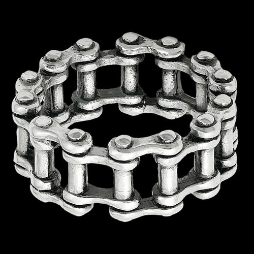 MAXIMAN BIKE CHAIN GANG 12MM MEN'S STAINLESS STEEL RING - TOP VIEW