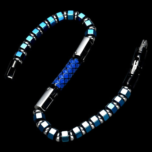 MAXIMAN APEX BLUE MEN'S STAINLESS STEEL BRACELET - TOP VIEW