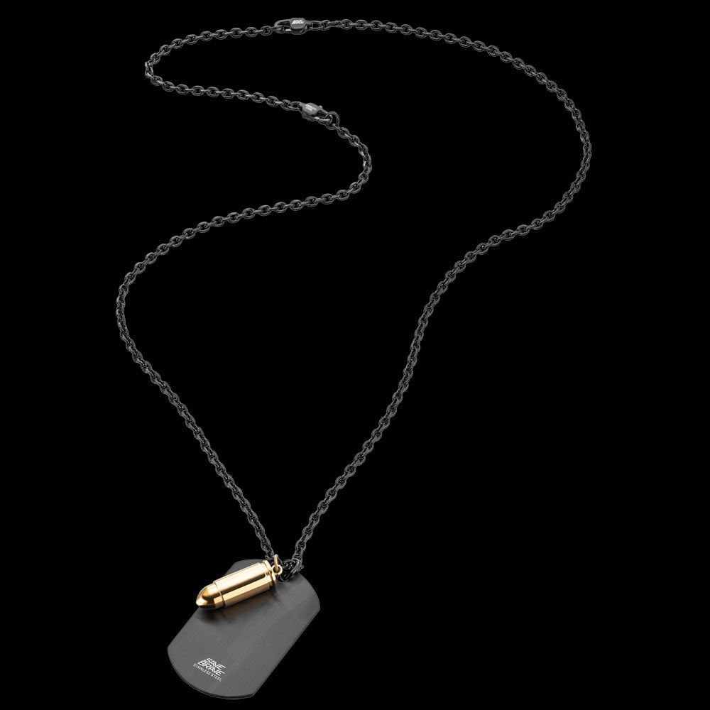 SAVE BRAVE MEN'S MILAN GOLD BULLET DOGTAG NECKLACE - LONG SHOT