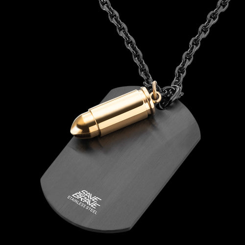 BULLET DOGTAG BLACK GOLD MEN'S NECKLACE | SAVE BRAVE AUSTRALIA